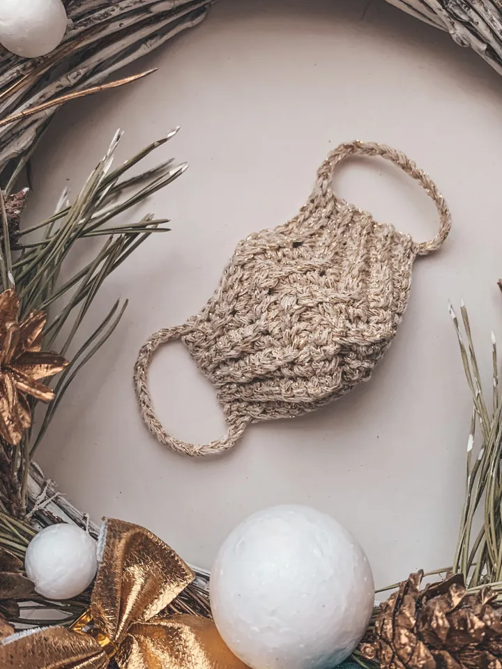 Set 10 mini crochet mask ornament 2020, christmas tree decorations 2020, quarantine 2020, hanging decoration