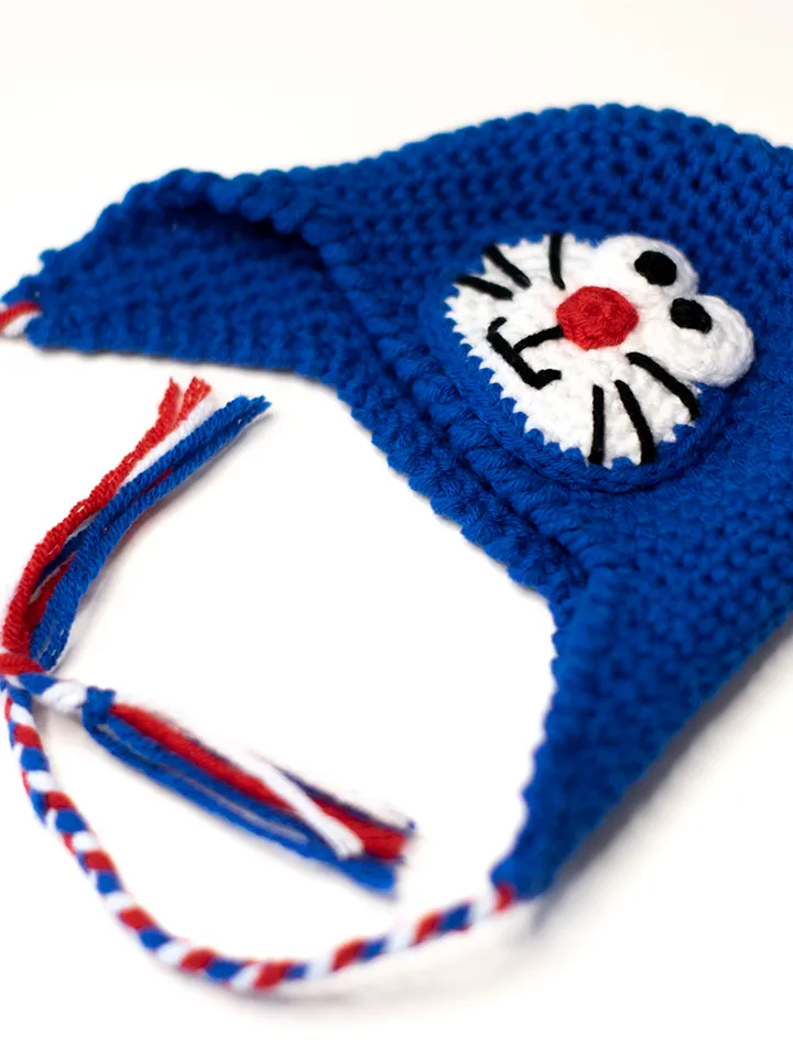 Cat Doraemon hat for 13" dolls Paola Reina, Meadowdolls Dumplings, Siblies, Little Darling, doll outfit for Halloween