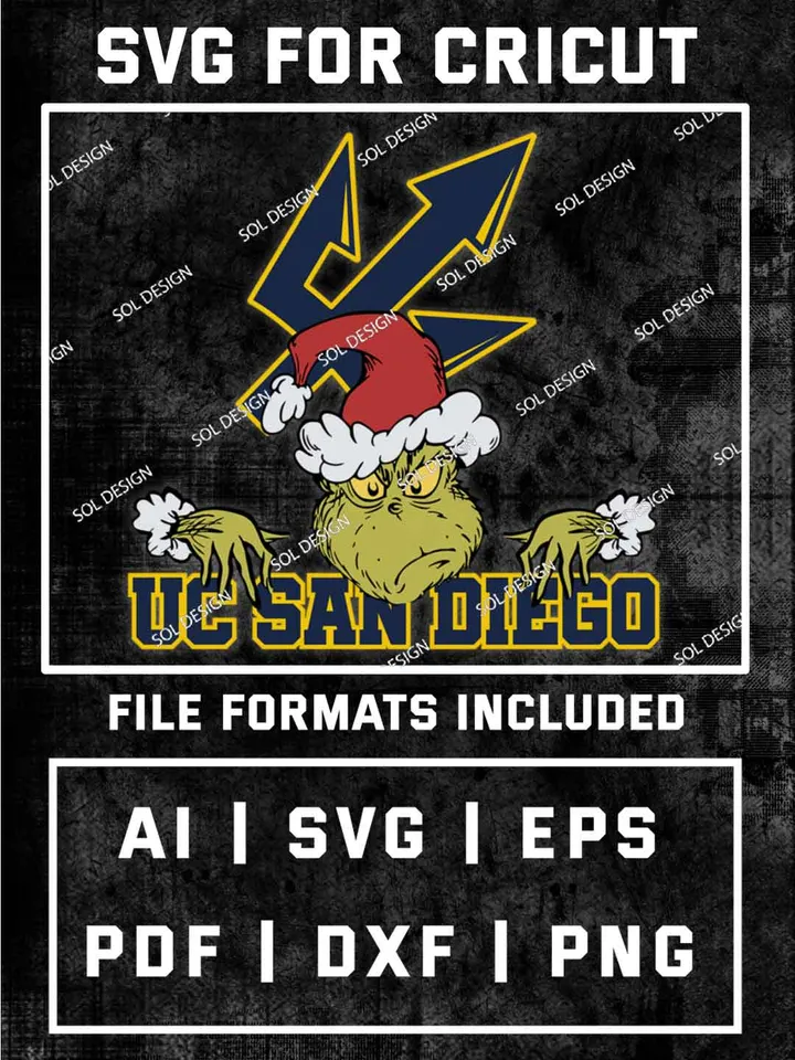 Grinch UC San Diego Tritons SVG, NCAA SVG Design, NCAA UC San Diego Tritons SVG, NCAA Tritons Cricut, Christmas Svg, Grinch svg, Digital Download