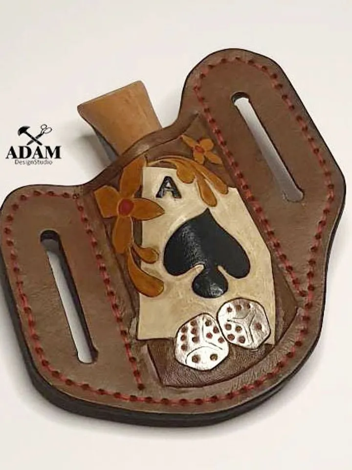 Pancake sheath, Right or Left Hand Carry For Pocket Knife, with Leather tooling / carving Patterns / sheaths. PDF digital download.