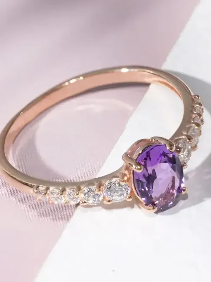 Ring, silver 925 with natural amethyst