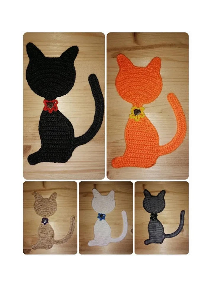 Crochet pattern applique (bookmark) Cat - digital pattern PDF
