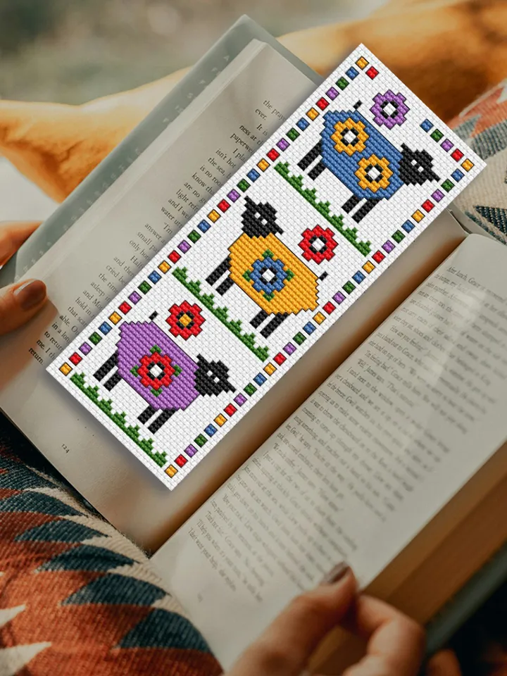 Cross stitch bookmark pattern Summer Sheep