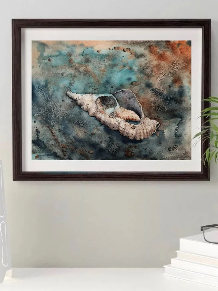 Original Watercolor Painting Seashells Wall Art Sea shell Painting