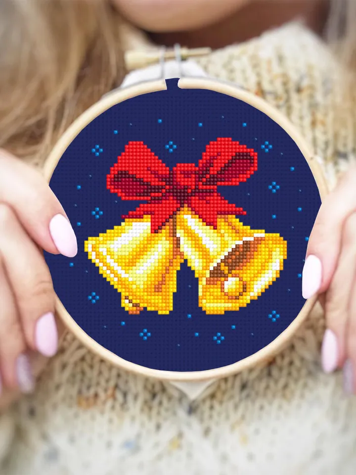 Christmas bells cross stitch pattern PDF download Christmas ornament cross stitch chart, Christmas pattern digital PDF, Jingle bells #N121