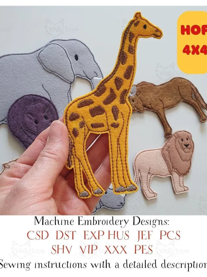 Digital Finger puppet theater set Africa Embroidery - Baby Shower Gift - DIY Project