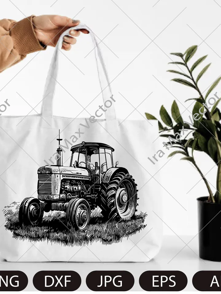 Retro Tractor Svg / Tractor Svg / Tractor Clipart / Tractor detailed/ Tractor Silhouette