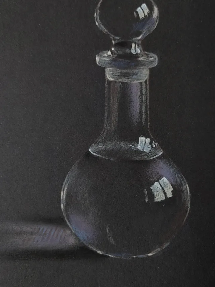 Decanter. Glassware. Original soft pastel drawing.