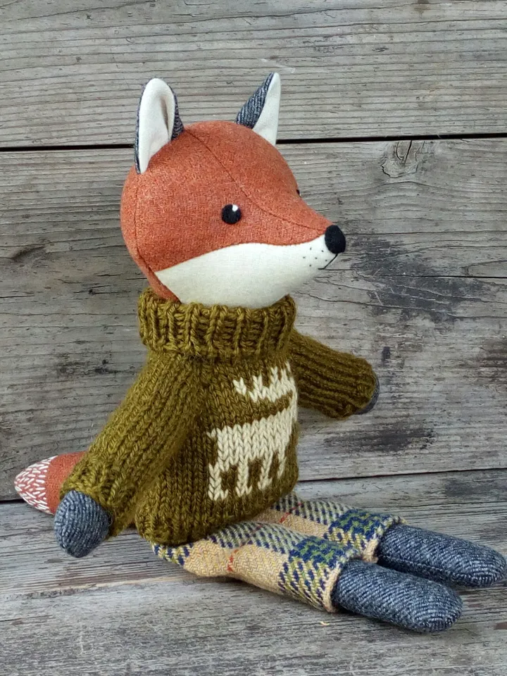 Red fox boy, handmade wool fox toy, stuffed animal doll