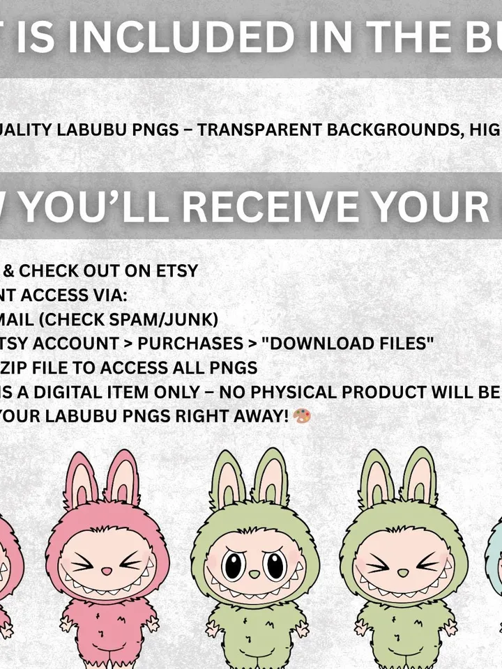 Labubu PNG Bundle, Labubu Clipart, Labubu Bundle PNG, 150+ Cute Kawaii clipart | Cartoon Digital Download, La bubu PNG, T Shirt Sublimation