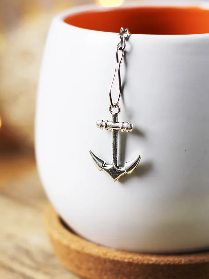 Tea infuser, loose leaf tea lover gift, anchor tea strainer, nautical tea steeper, tea accessory anchor pendant, ocean t