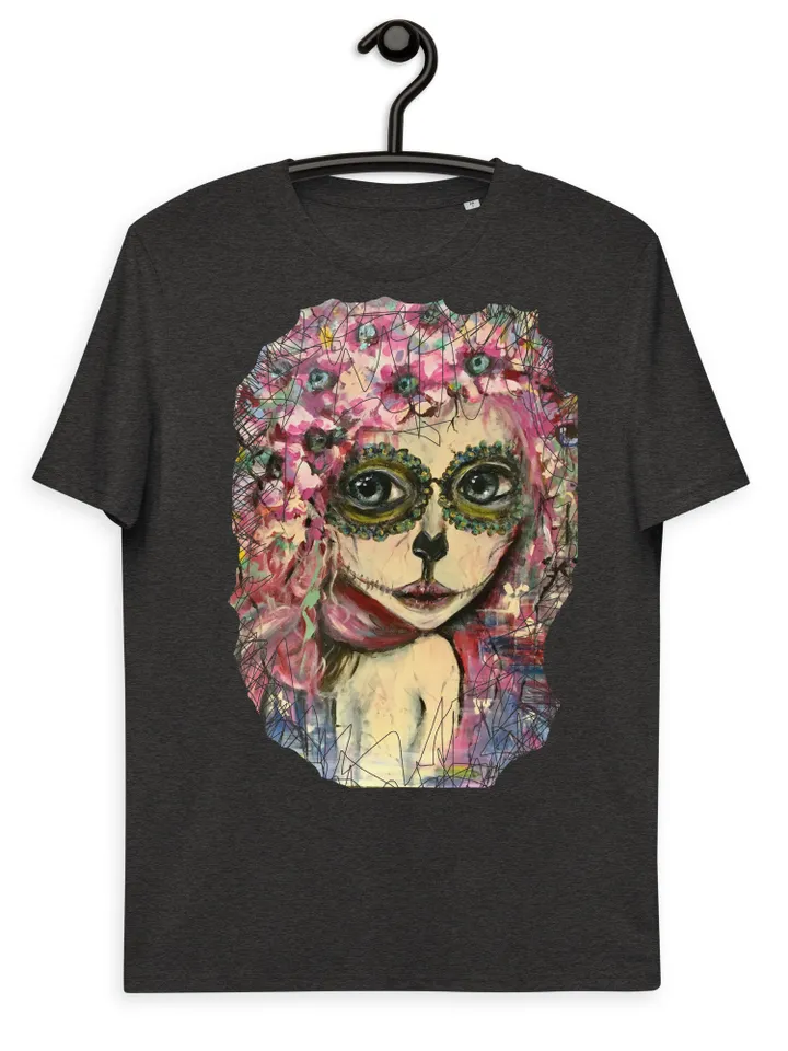 Santa Muerte Unisex organic cotton t-shirt,the t shirt made with my own acrylic mix media Santa Muerte painting.