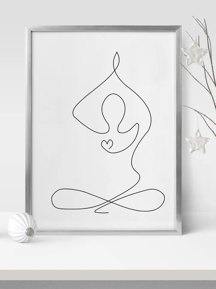 Yoga Wall Art, Lotus Pose, Yoga Art Print, Yoga Lotus Pose, Yoga Design, Yoga Line Art, Yoga Poster, Yoga Pose, Yoga Studio Decor, Yoga