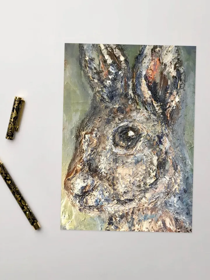 Bunny poster from my original oil painting,kids room decoration,unique handmade posters,funny animals gifts,gift for childrens room,wall art