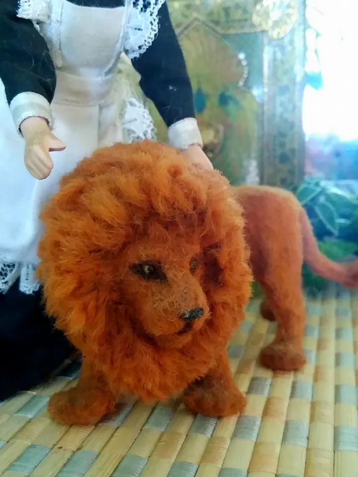 Puppet lion. Miniature. Dollhouse miniature. Handmade.1:12.lion. King of beasts. Puppet miniature.