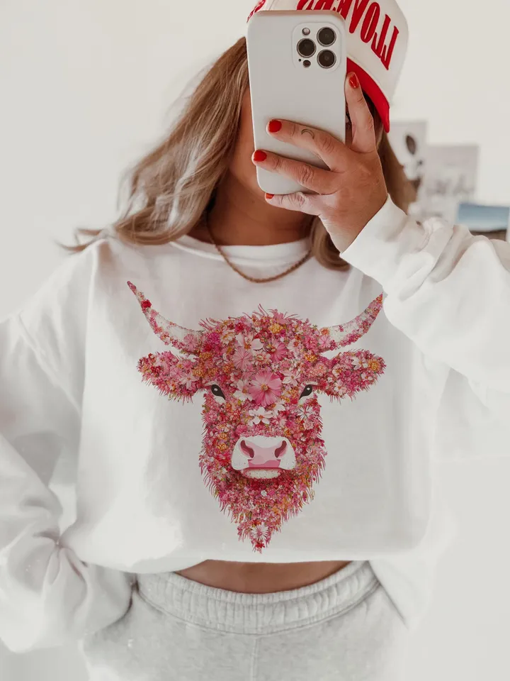 Floral Highland Cow valentine png, Valentine Highland Cow png, valentine png, Cow Lover Png, Highland Cow Png,Western Valentine Png
