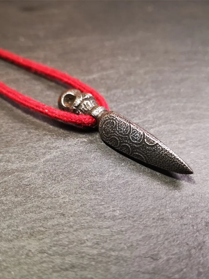 Gandhanra Handmade Skull Phurba Amulet,Kila - Dorje Phurba,Tibetan Budhist Ritual Implement Pendant,Made of Cold Iron,2.24"