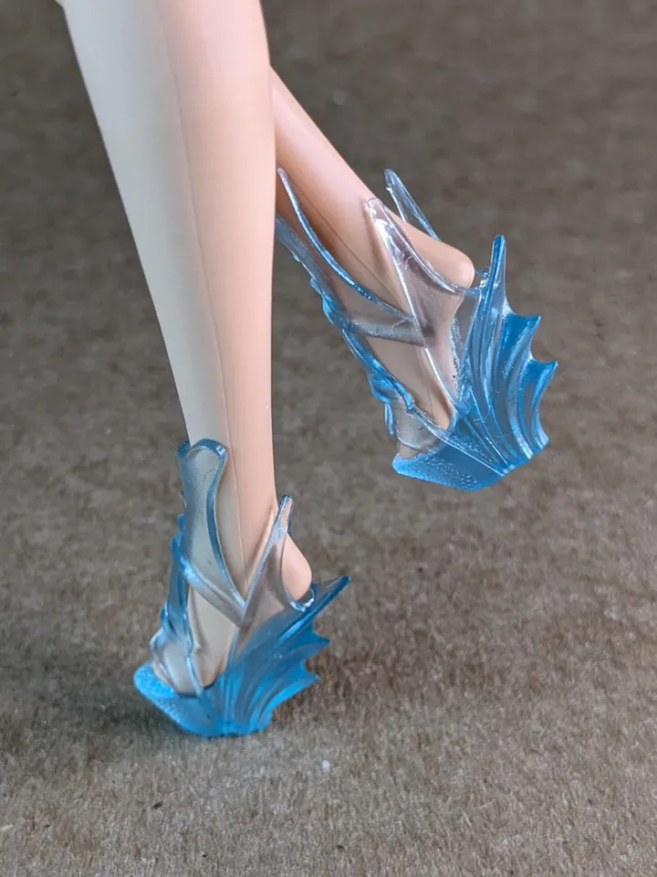 Blue transparent wedge sandals for 1/6 scale female dolls