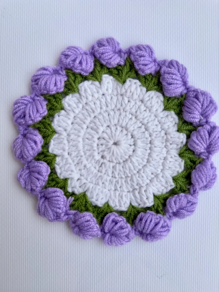 CROCHET LILAC Coaster pattern - Heart Flower Pot Coaster Set Crochet Pattern Flower Bouquet Plant Coasters Instant Digital Download PDF