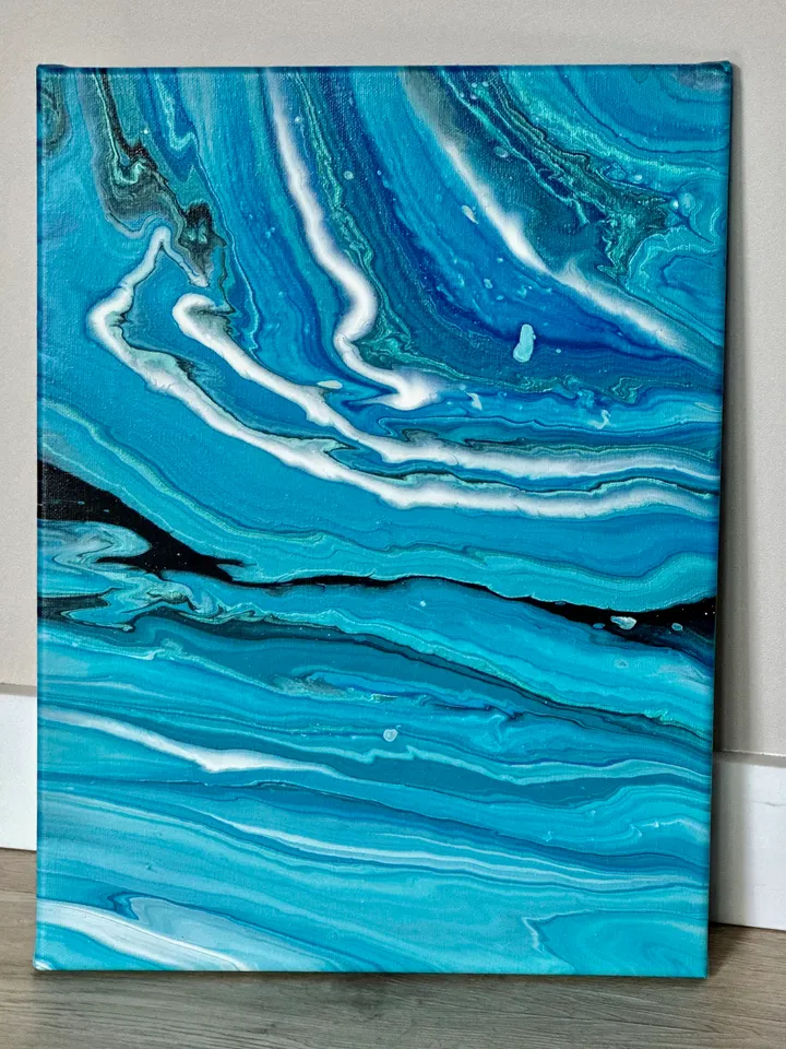 "Ocean Flow" original abstract painting, fluid acrylic, abstract modern art