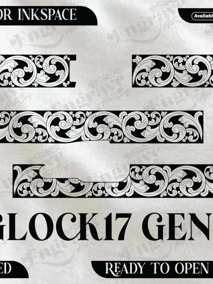 Glock 17 Gen 03 Scroll Design,lasercut,laserengraving,fiberlaser,engravingfiles,metalart