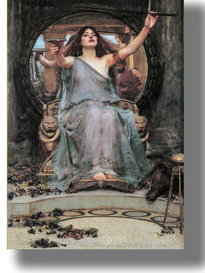 Circe offering the cup to Odysseus.