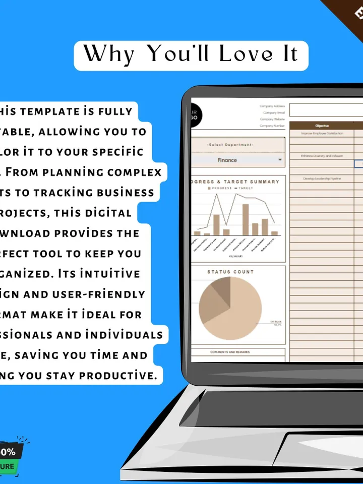 Objective and Key Results (OKRs) Tracker HR Template, Google Sheets, Performance Management Tool
