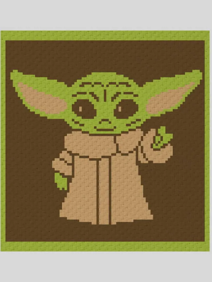 Crochet C2C Baby Yoda graphgan blanket pattern