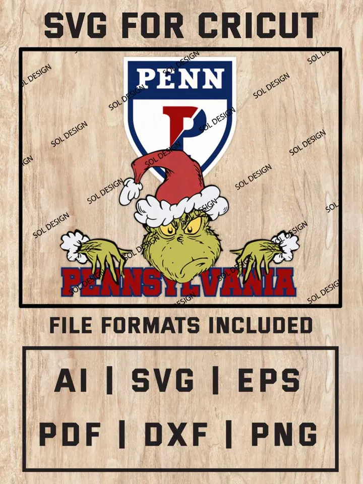 Grinch Pennsylvania Quakers SVG, NCAA College Team SVG Design, NCAA Pennsylvania SVG, NCAA Pennsylvania Quakers Team Cricut, Christmas Svg, Grinch svg, Digital Download