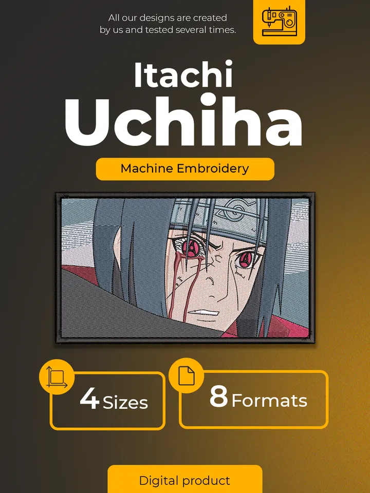Itachi Uchiha Embroidery Design / Naruto Anime Embroidery Design/ Machine Embroidery Pattern