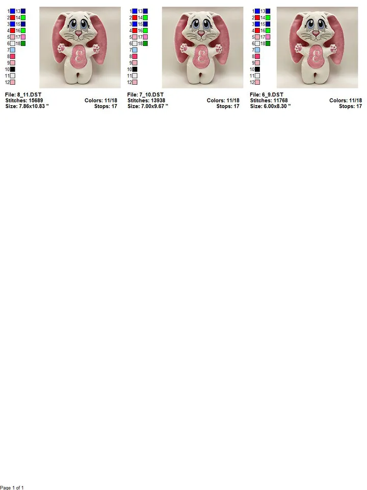 Christmas Bunny Stuffed toy ITH Pattern in The Hoop Machine embroidery design