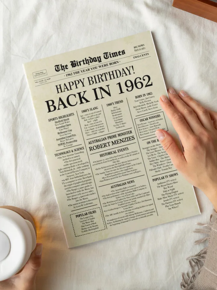 63rd birthday newspaper poster back in 1962 printable sign 1962 birthday fun facts 63 years ago digital download file australia birthday