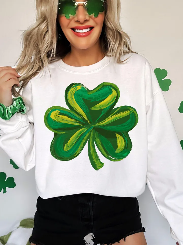 Shamrock Png, St. Patrick’s Day Clover Design, Green Shamrock PNG, St. Paddy’s Day Sublimation PNG, Irish Clover Art, Trendy T-Shirt Design