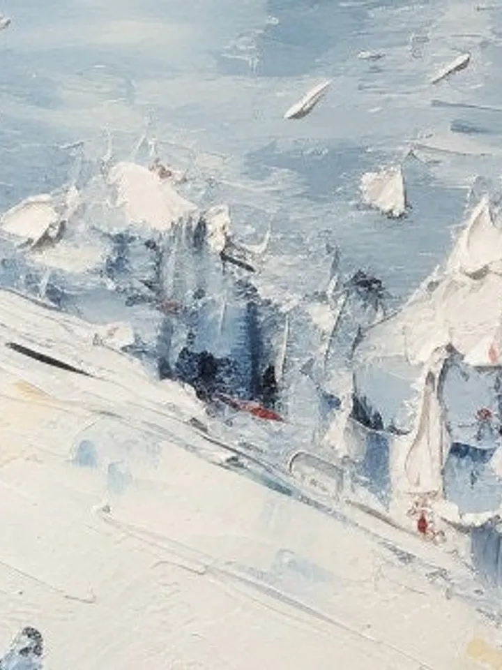 Original Painting on Canvas, Ski Sport Oil Painting, Snow Scene Painting, Large Wall Art, Custom Painting, Home Decor, Living room Wall Art