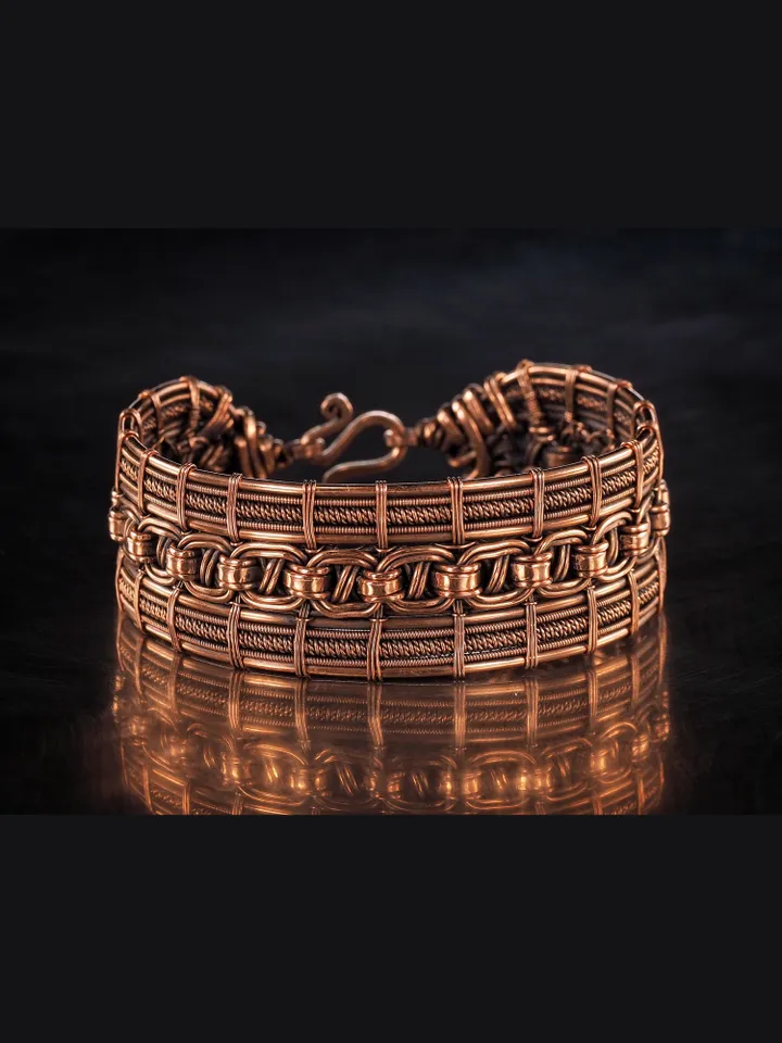 Handmade copper bracelet Unique wire wrapped metal bangle Antique style jewelry