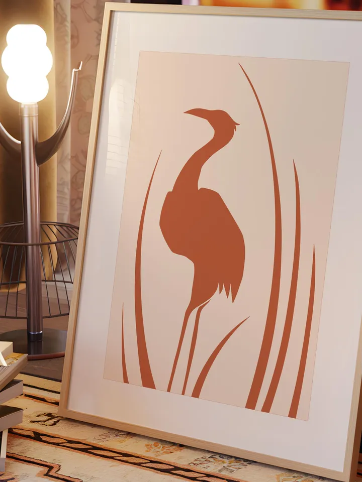 Minimalist Bird Wall Art Boho Bird Poster Abstract Nature Silhouettes Modern Terracotta Decor Scandinavian Style Contemporary Bird Digital