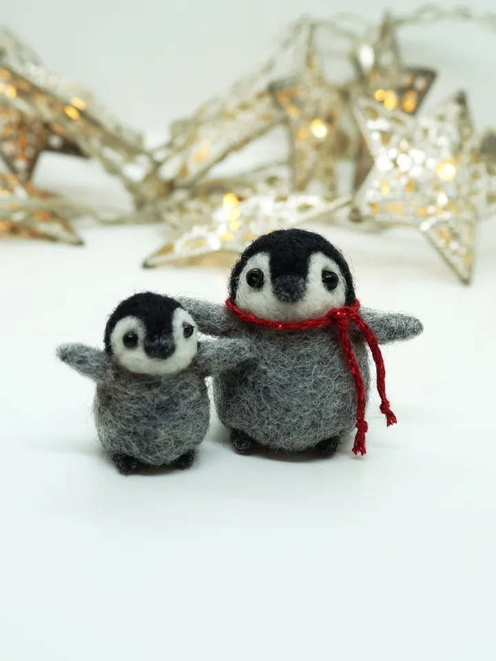 Miniature needle felted baby penguin, made to order