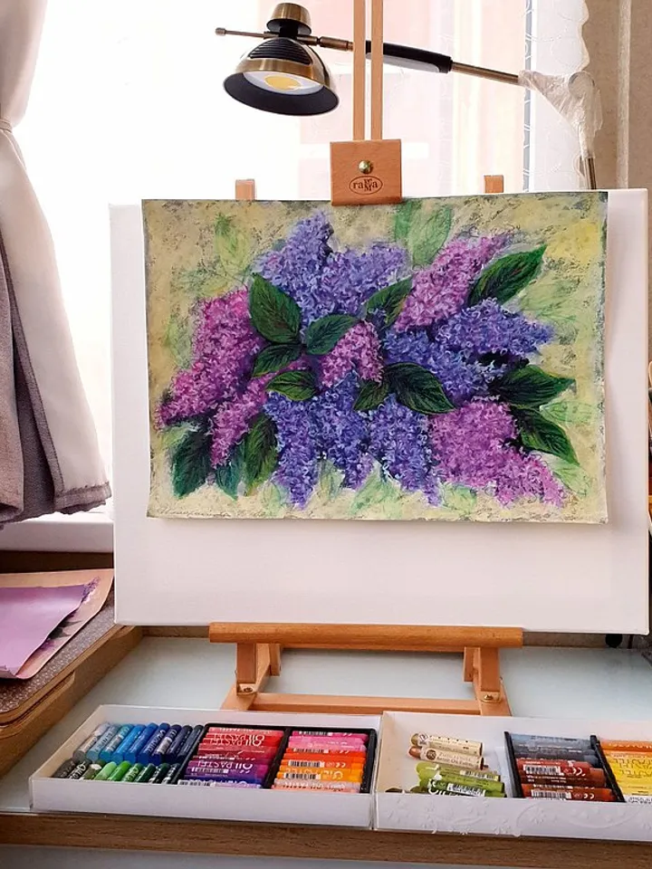 Lilac Painting Floral Original Art Flower Bouquet Wall Art Acrylic Painting
