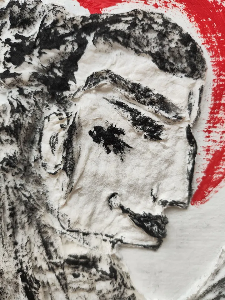Textured painting.Wabisabi style.Interior painting Samurai