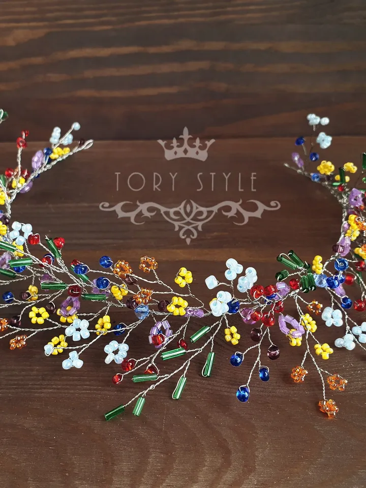 Rainbow wreath, Rainbow tiara, Baby headpiece, multicolored head wreath, Rainbow accessories, Flowers headpiece, Pride wedding, Lgbt bride
