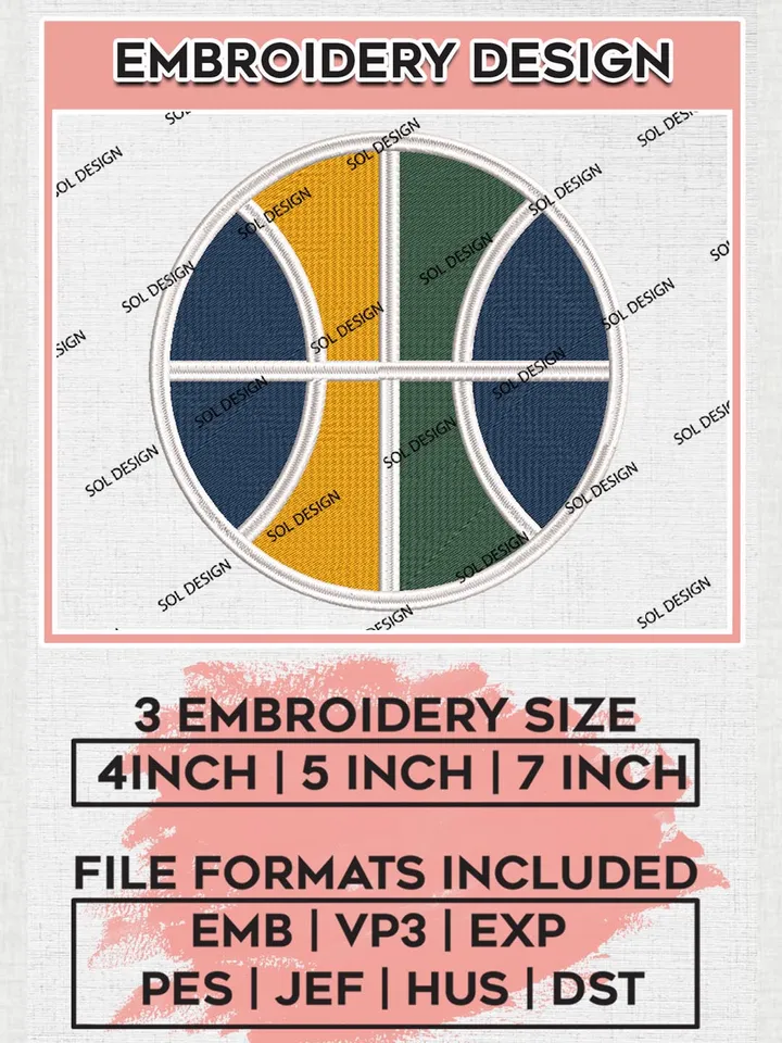 NBA Utah Jazz Machine Embroidery Files, NBA teams, NBA Jazz Embroidery Designs, Machine Embroidery Designs, Digital Download
