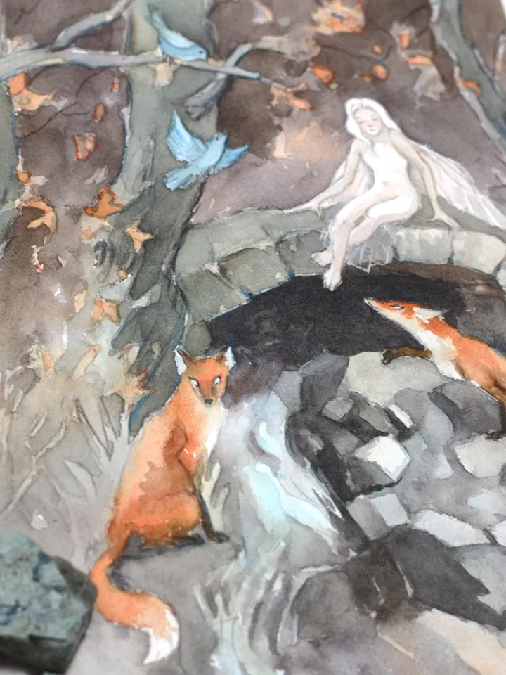 Fairy and fox spirits Original fantasy art by Yulia Evsyukova