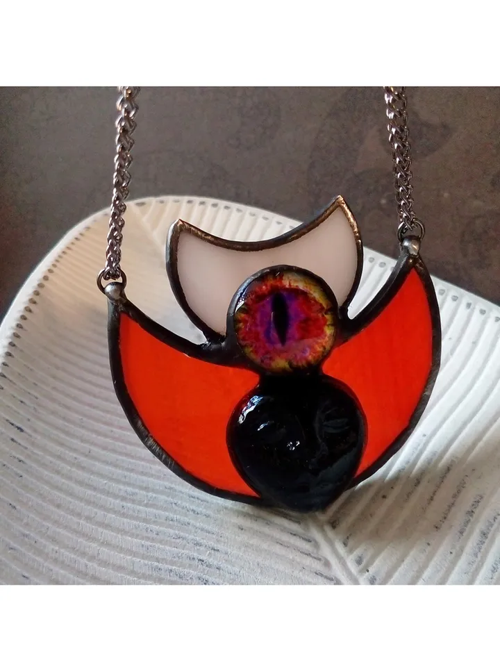 Moon crescent necklace, blood moon necklace, black lilith, soldered crescent, Halloween moon, witchy aesthetic