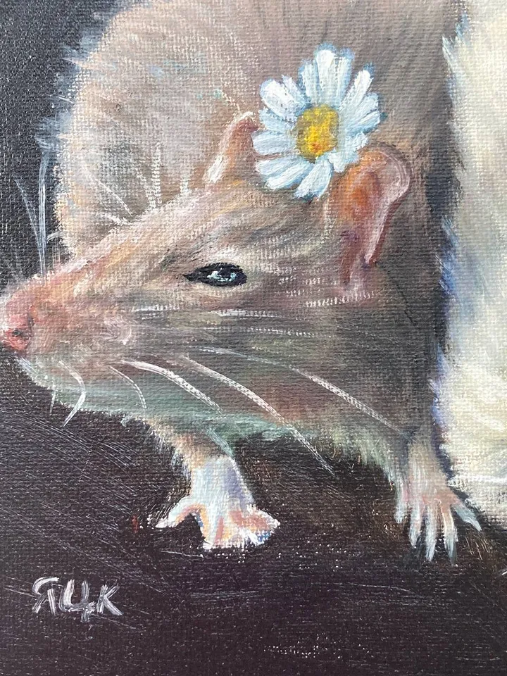 Rat Painting On Canvas Mouse Art Animal Painting Original Oil Painting Canvas Art Victorian Goth Art Antique Wall Art Moody Oil Painting