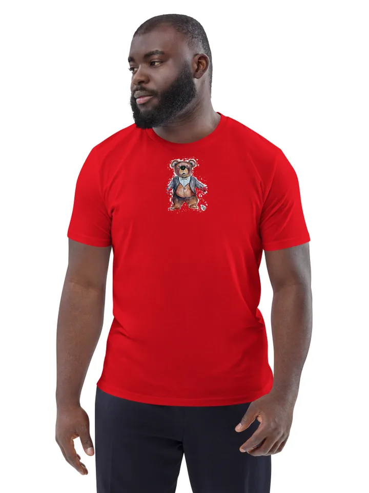 Teddy bear designer Unisex organic cotton t-shirt made with my original watercolor painting unique handmade unisex gift