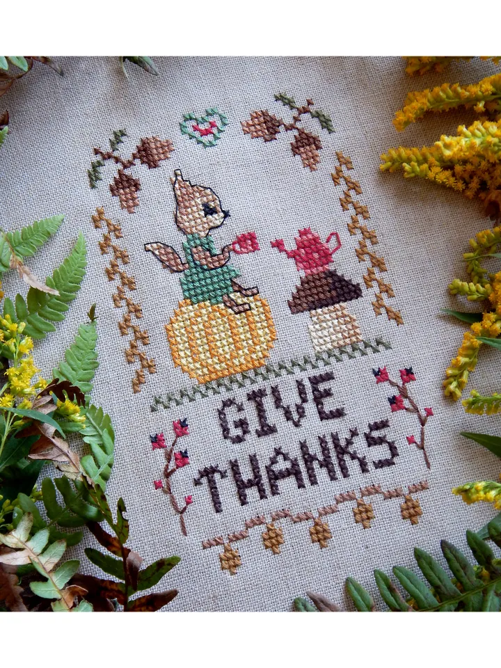 Give Thanks cross stitch pattern