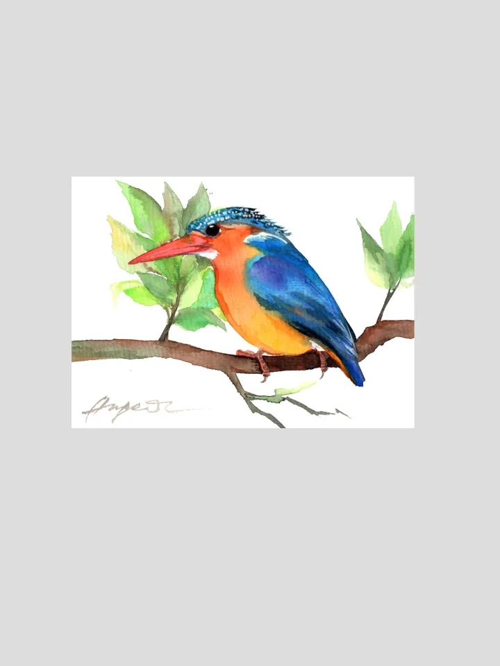 Kingfisher original watercolor, birds painting, handmade wall decor, 5x7 in art for bird lovers by Anne Gorywine
