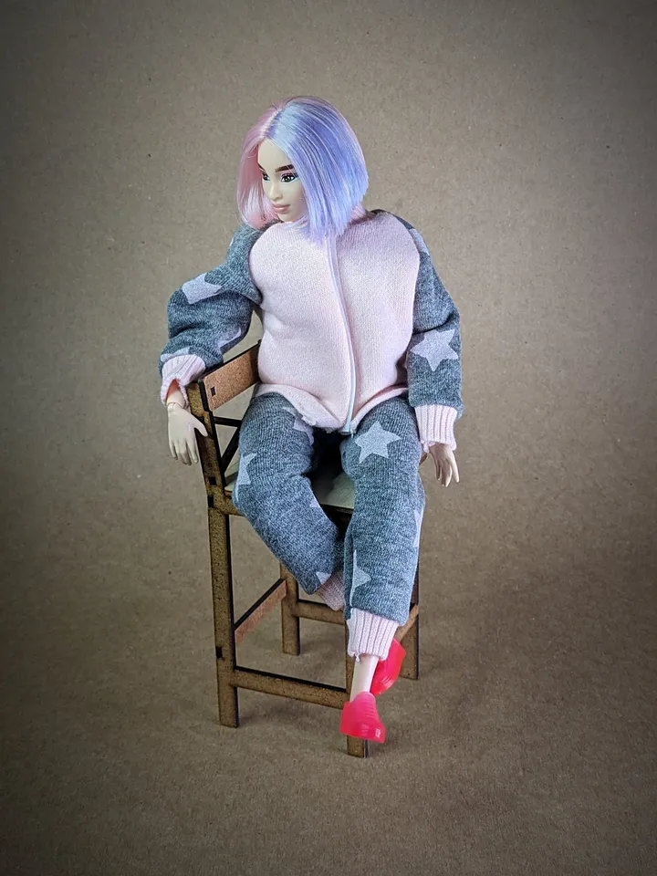 Handmade gray & pink sport set for 1/6 scale (11.5 Inch) girl doll