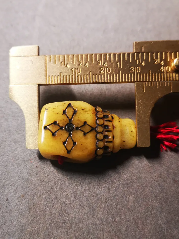 Gandhanra Tibetan Yak Bone Carved Guru Bead,T-drilled 3-Hole Prayer Bead,Mala Bead,Connector Bead for Buddhist Bead Accessories