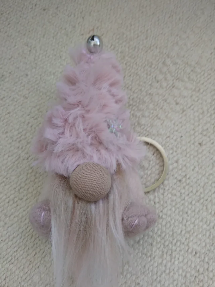 Pink flaffi gnome keyring